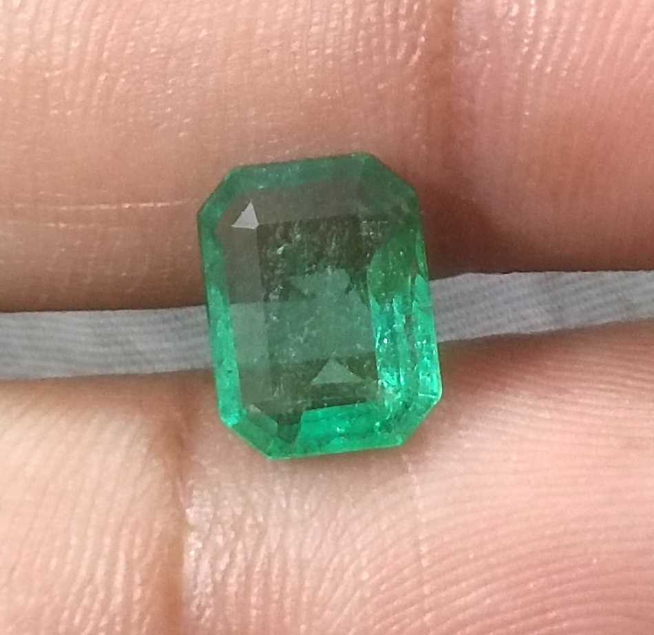 2.35ct GSI certified medium green emerald cut Zambian emerald