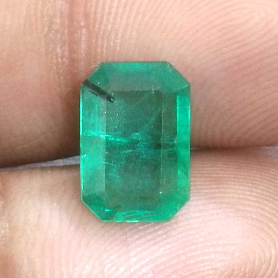 2.78ct GSI certified medium grass green emerald cut Zambian emerald /