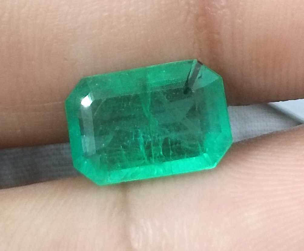 2.78ct GSI certified medium grass green emerald cut Zambian emerald 