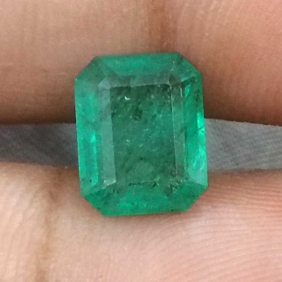 2.41ct GSI certified medium deep green emerald cut Zambian emerald /