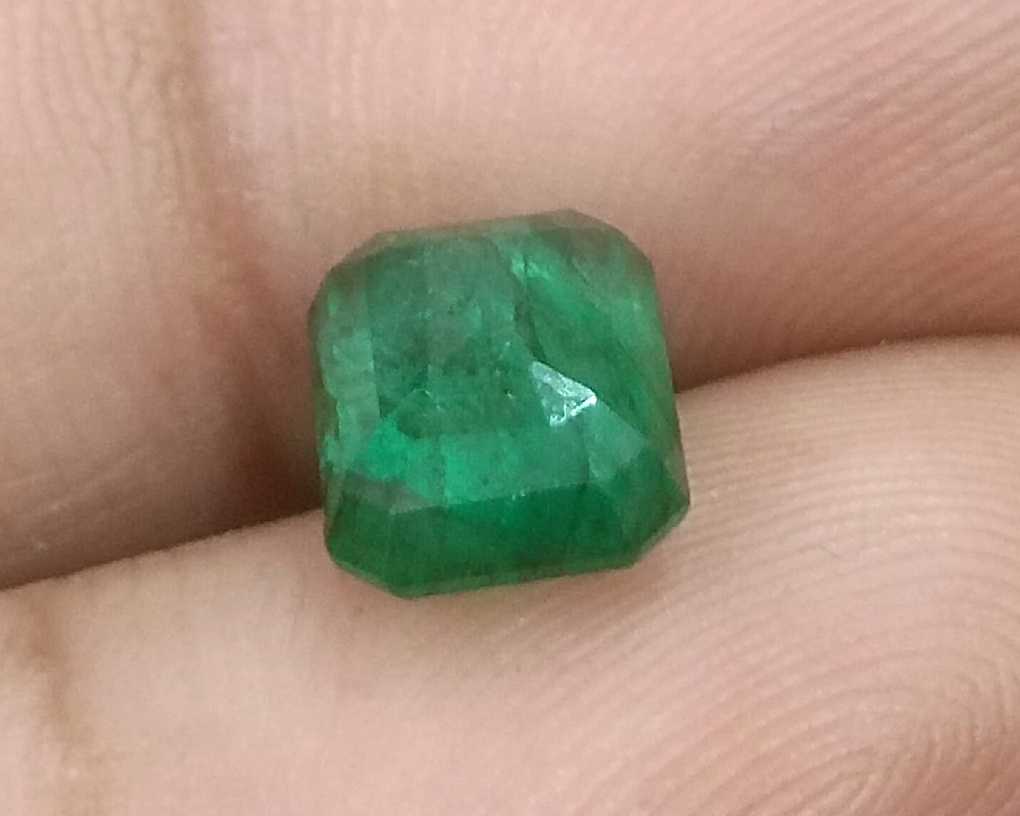 2.58ct GSI certified medium deep green emerald cut Zambian emerald 