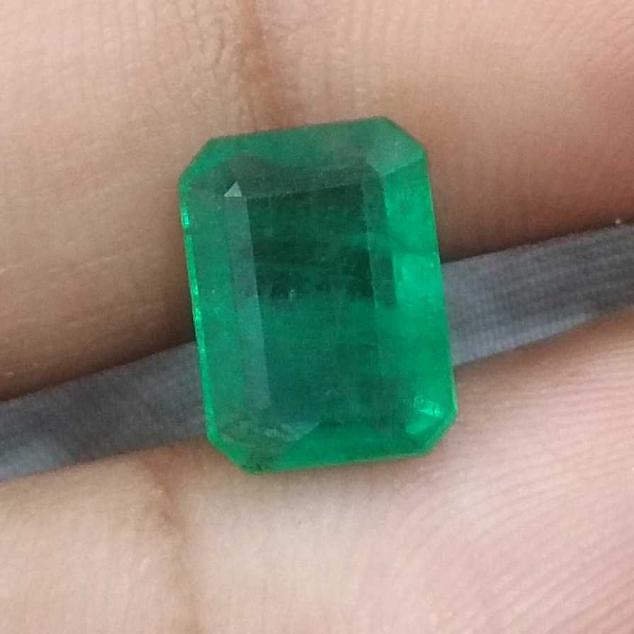 2.72ct GSI certified medium deep green emerald cut Zambian Emerald /
