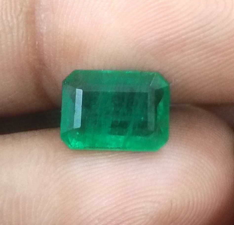 2.72ct GSI certified medium deep green emerald cut Zambian Emerald 