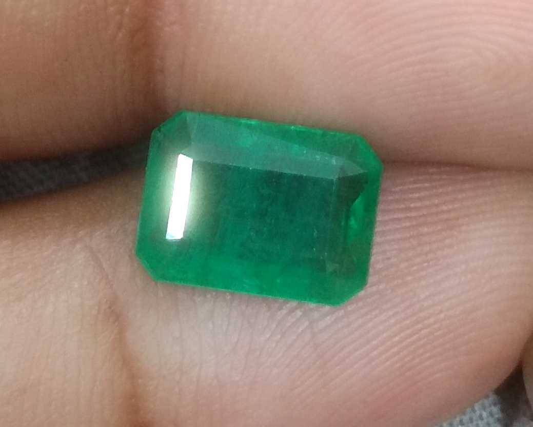 2.72ct GSI certified medium deep green emerald cut Zambian Emerald 