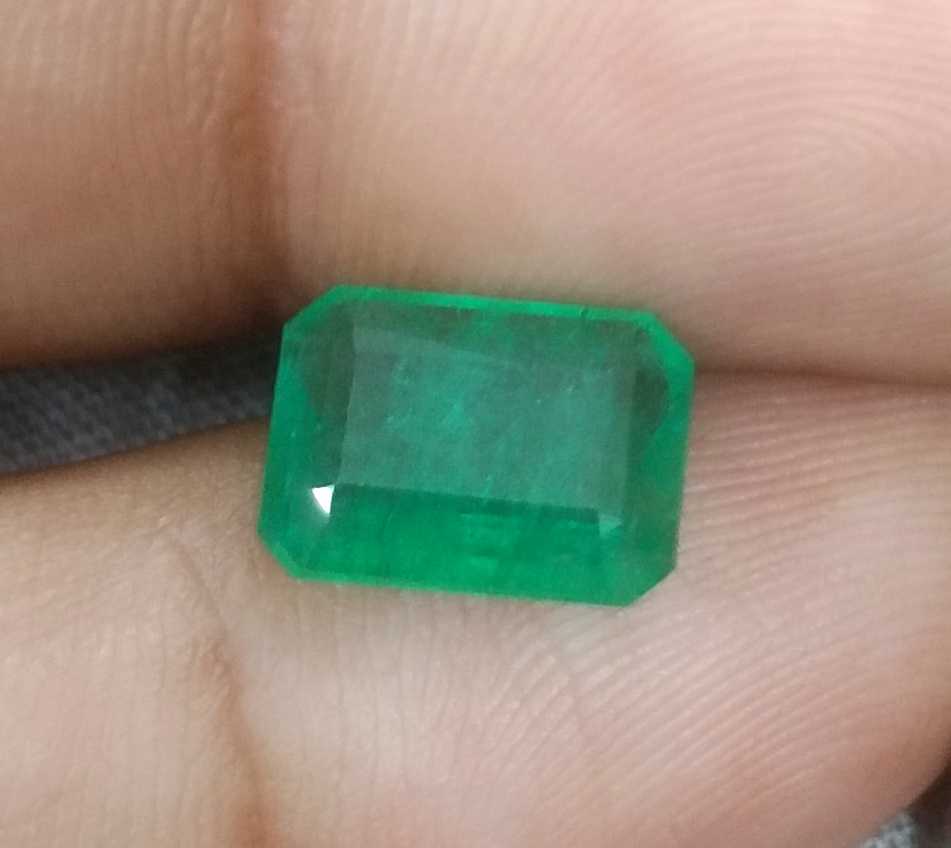 2.72ct GSI certified medium deep green emerald cut Zambian Emerald 