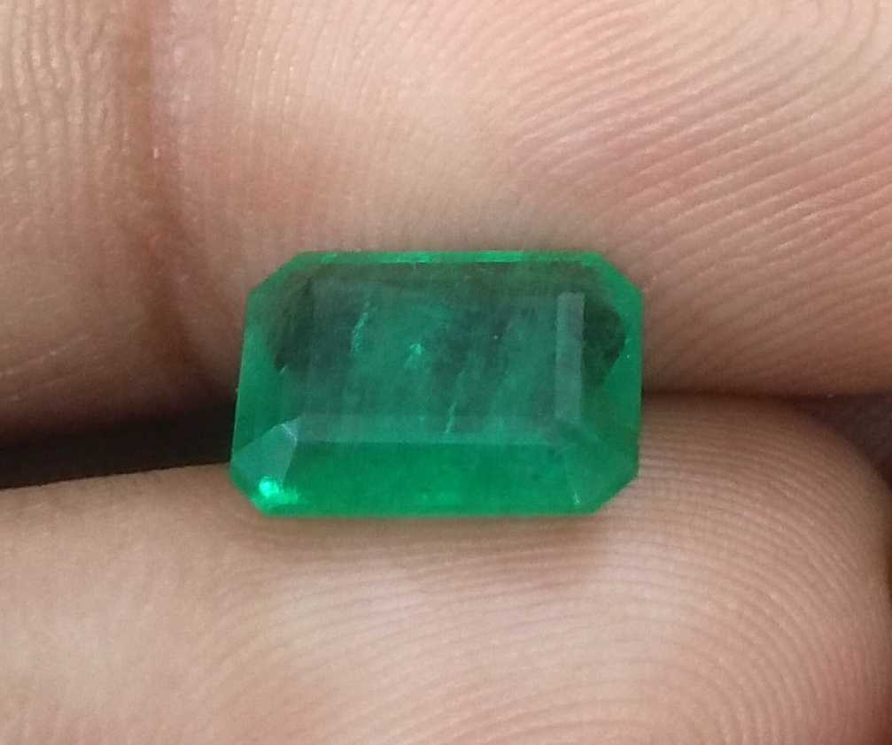 2.72ct GSI certified medium deep green emerald cut Zambian Emerald 