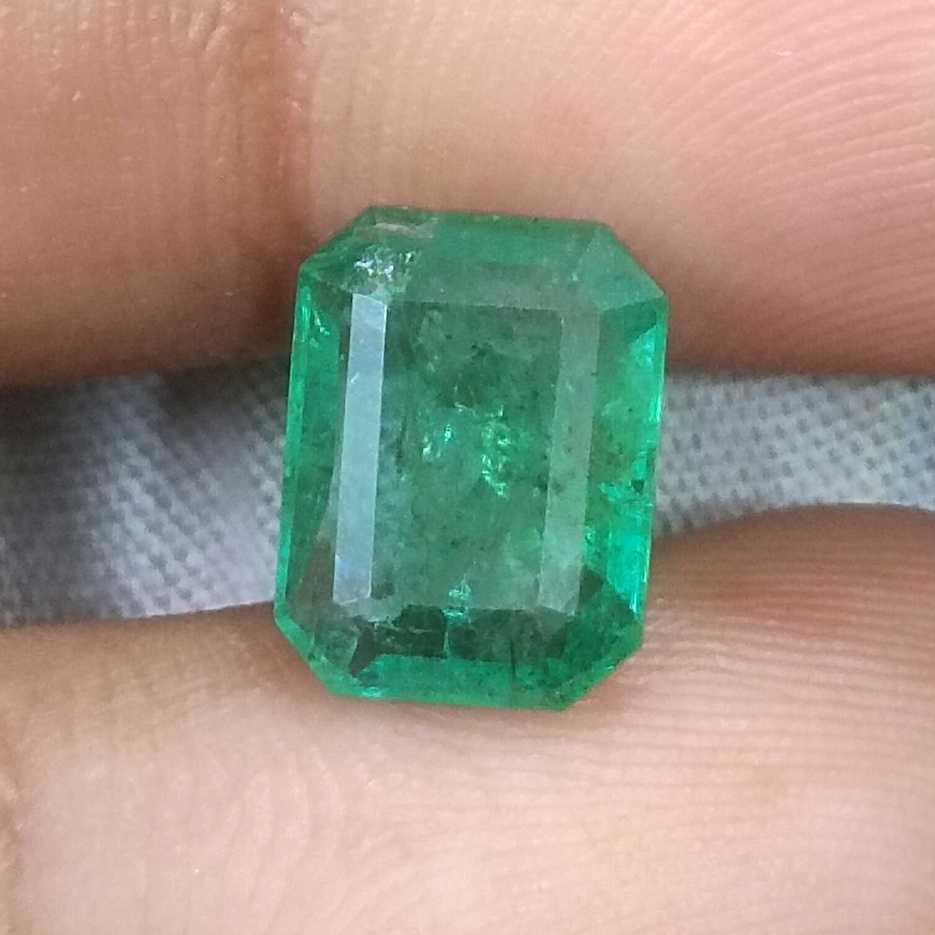 2.91ct GSI certified medium green emerald cut Zambian emerald /