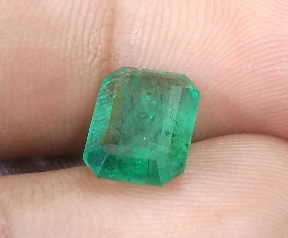 2.91ct GSI certified medium green emerald cut Zambian emerald 