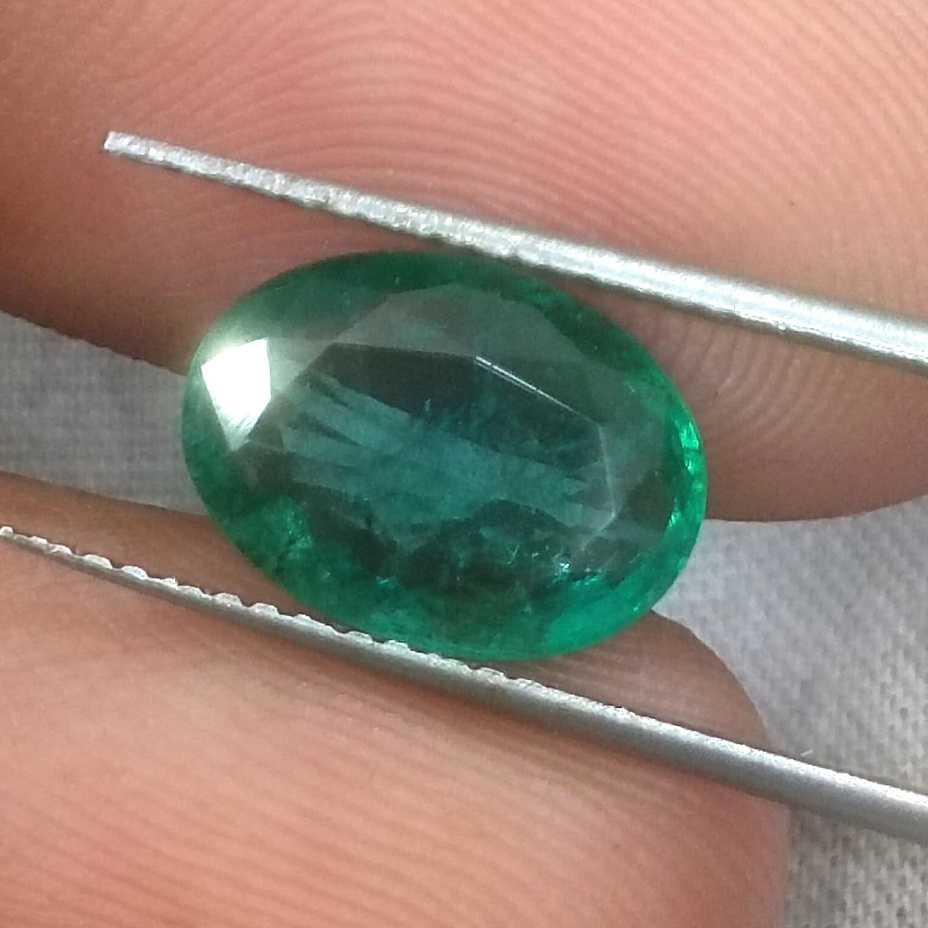 2.41ct GSI certified deep green Zambian emerald oval cut /