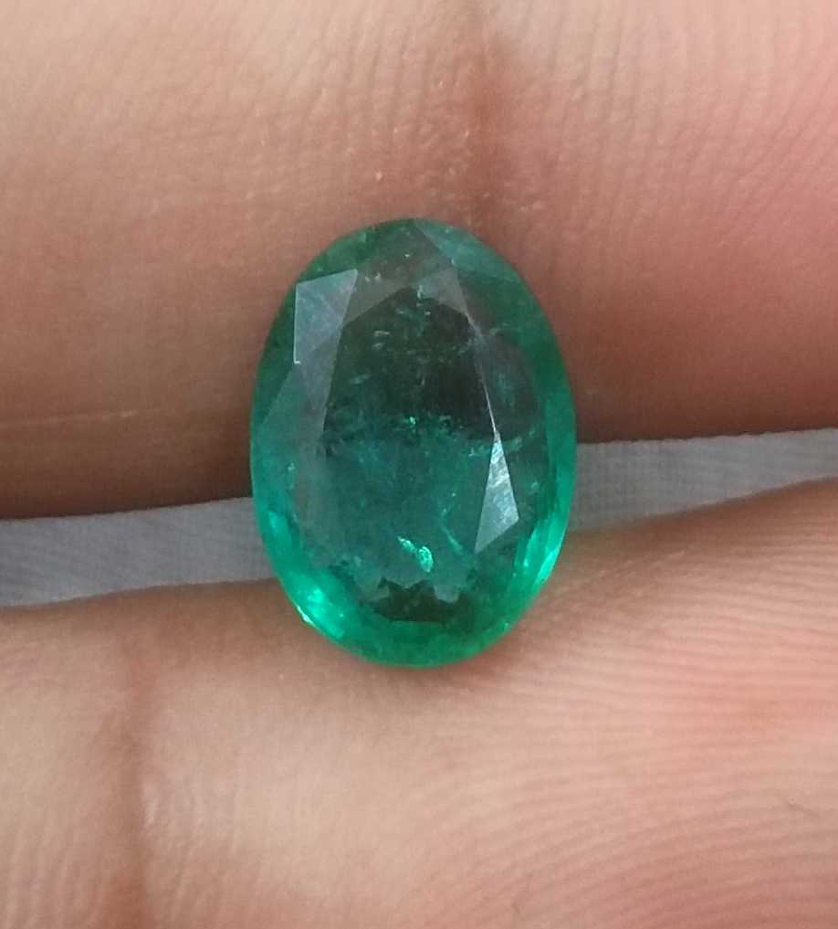2.41ct GSI certified deep green Zambian emerald oval cut 