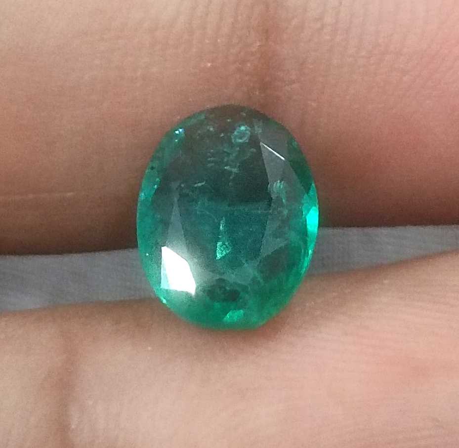 2.41ct GSI certified deep green Zambian emerald oval cut 