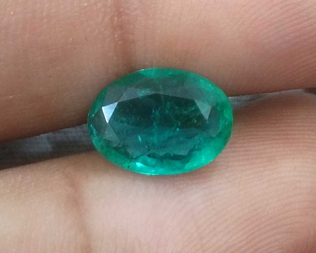2.41ct GSI certified deep green Zambian emerald oval cut 