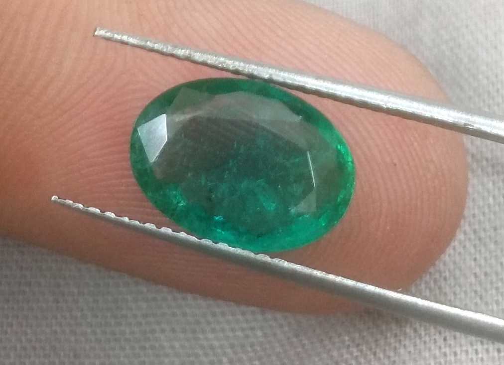 2.41ct GSI certified deep green Zambian emerald oval cut 