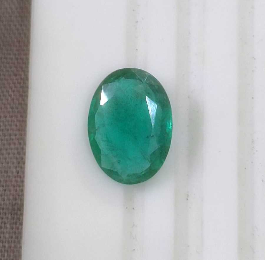 2.41ct GSI certified deep green Zambian emerald oval cut 