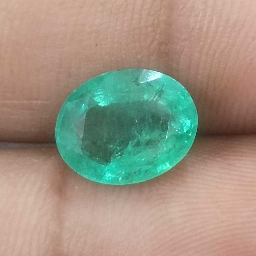 3.29ct GSI certified medium Light green oval cut Zambian emerald /