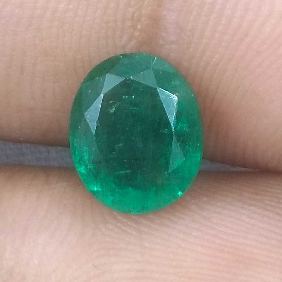 2.32ct GSI certified deep green oval cut Zambian emerald /