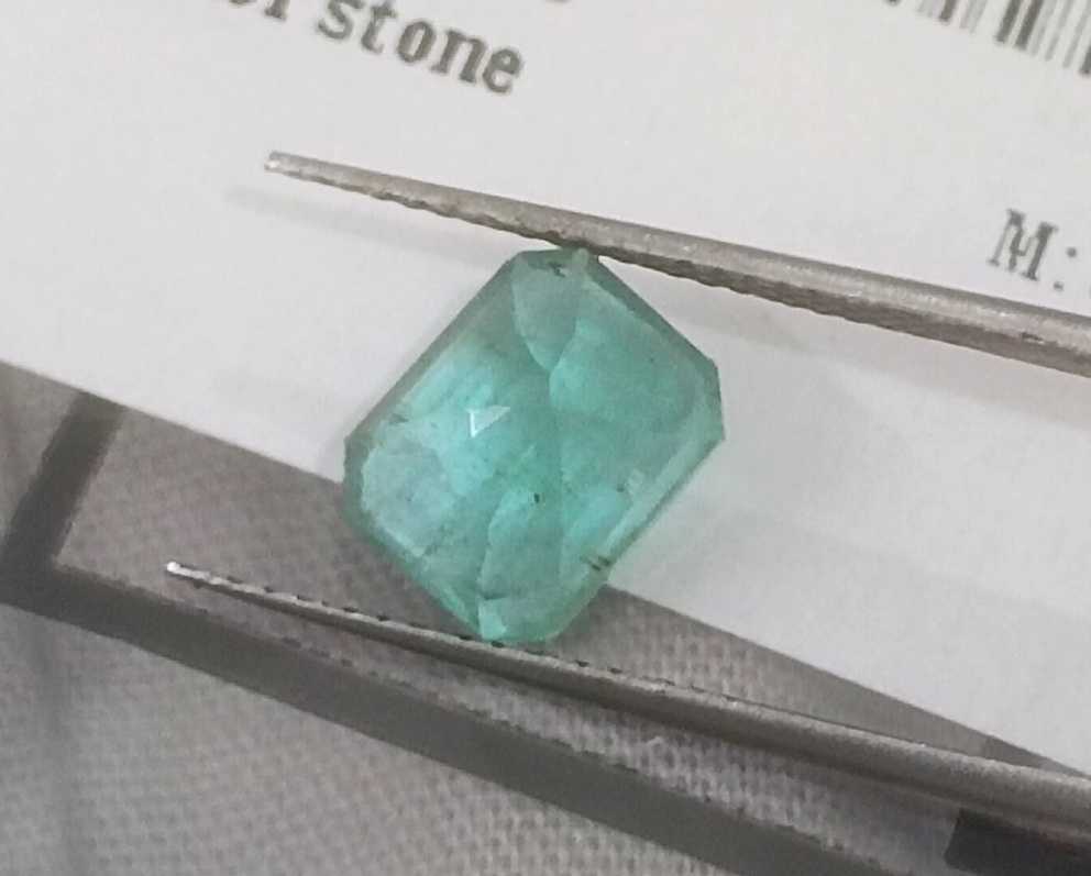 2.03ct GSI USA certified emerald cut Pastel green emerald