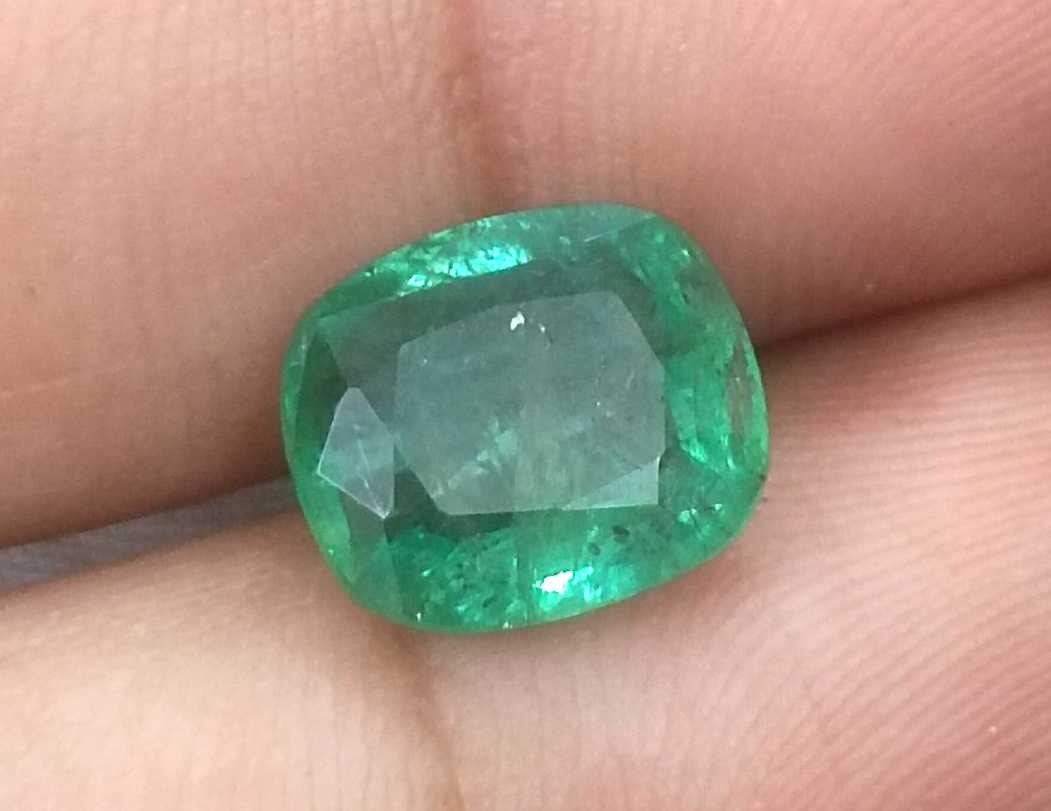 3.61ct GSI Certified cushion cut Swat emerald 