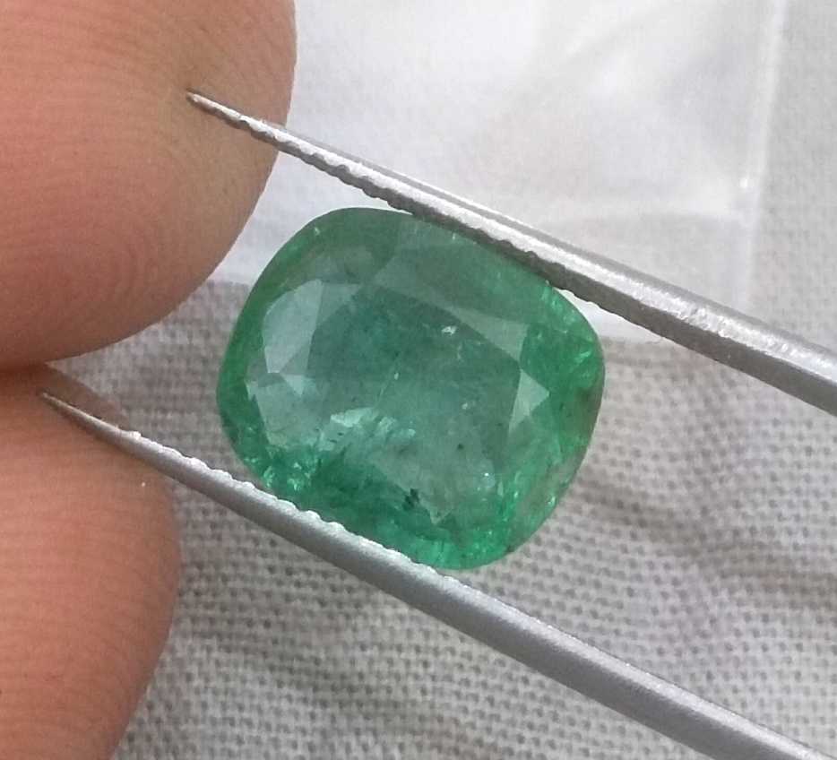 3.61ct GSI Certified cushion cut Swat emerald 