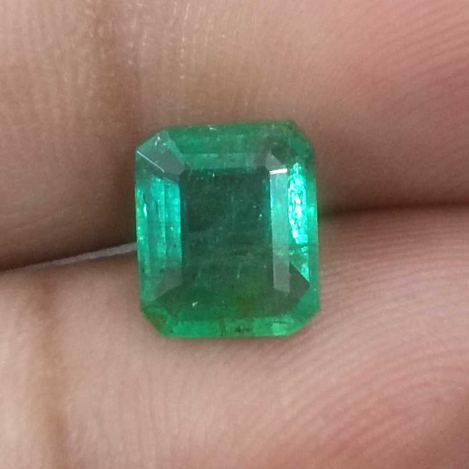 1.97ct GSI certified medium Spring green emerald cut Zambian emerald /