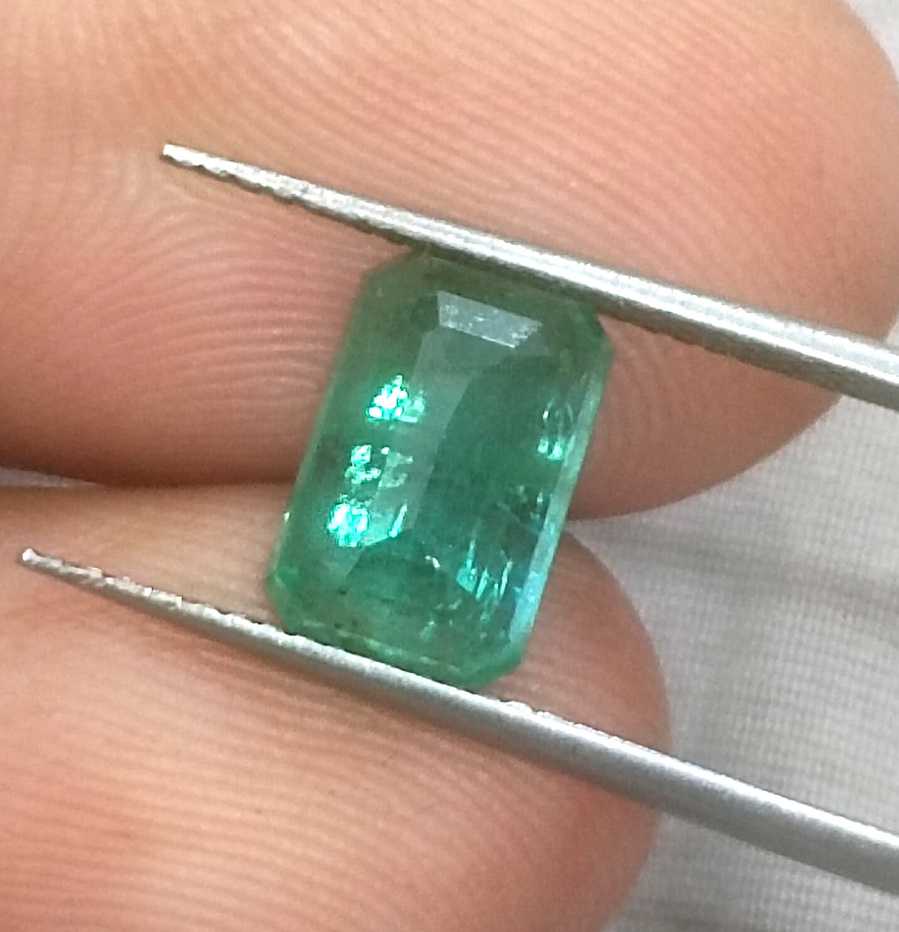 2.35ct GSI USA certified medium green emerald cut Zambian Emerald 
