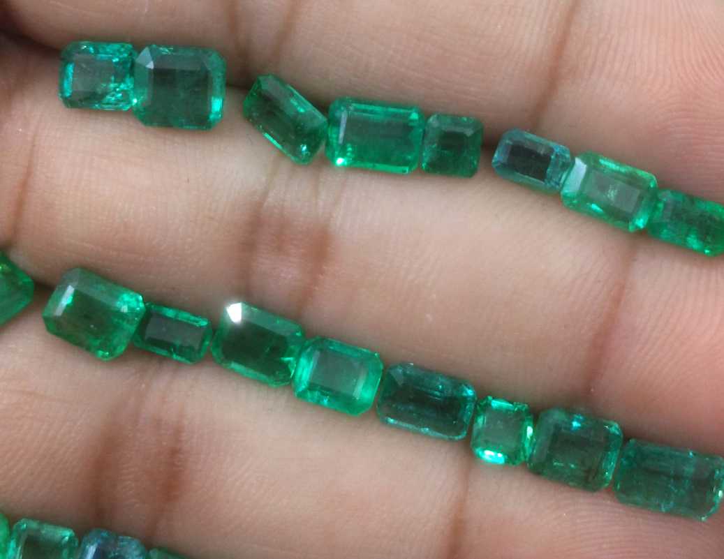 20.64ct Medium to vivid green emerald cut Zambian Emerald Parcel 
