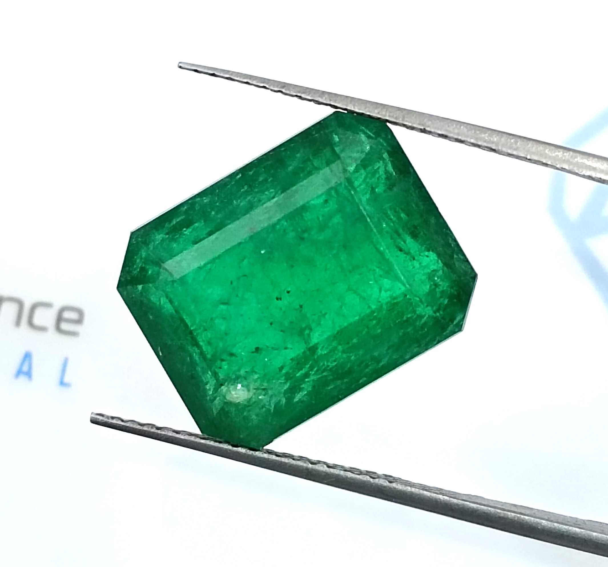 11.92ct big size vivid deep green octagon cut Swat emerald gemstone 