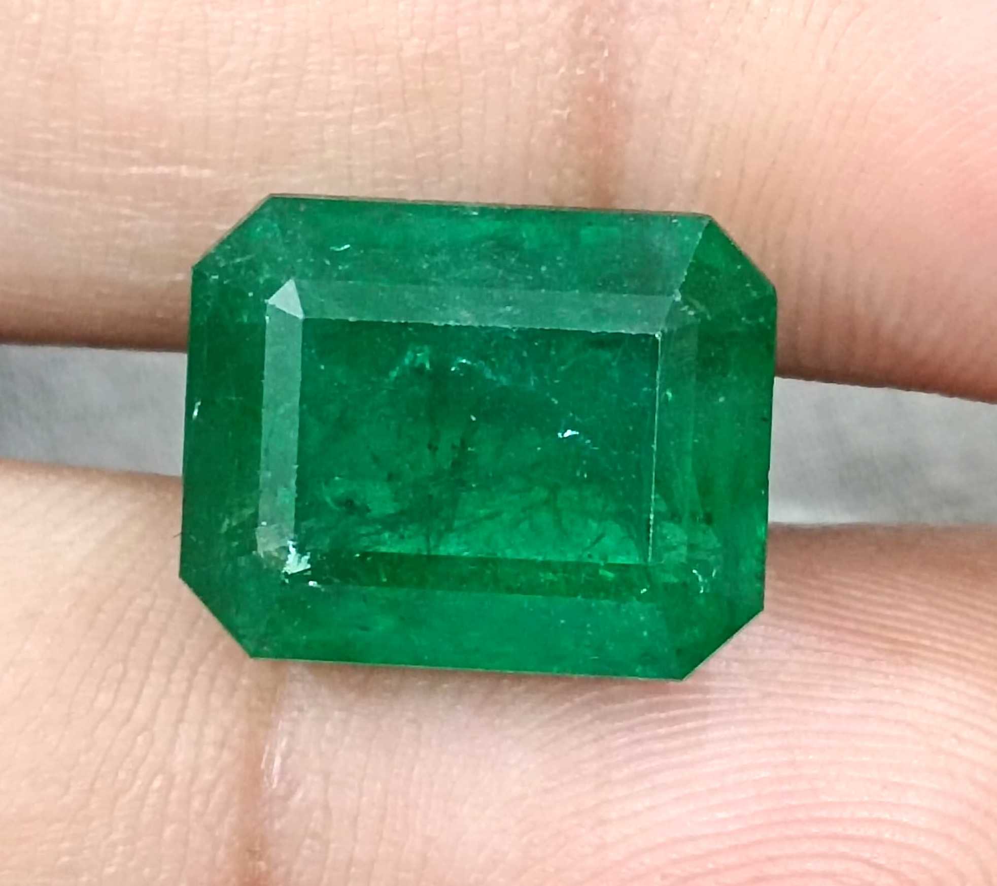 11.92ct big size vivid deep green octagon cut Swat emerald gemstone 