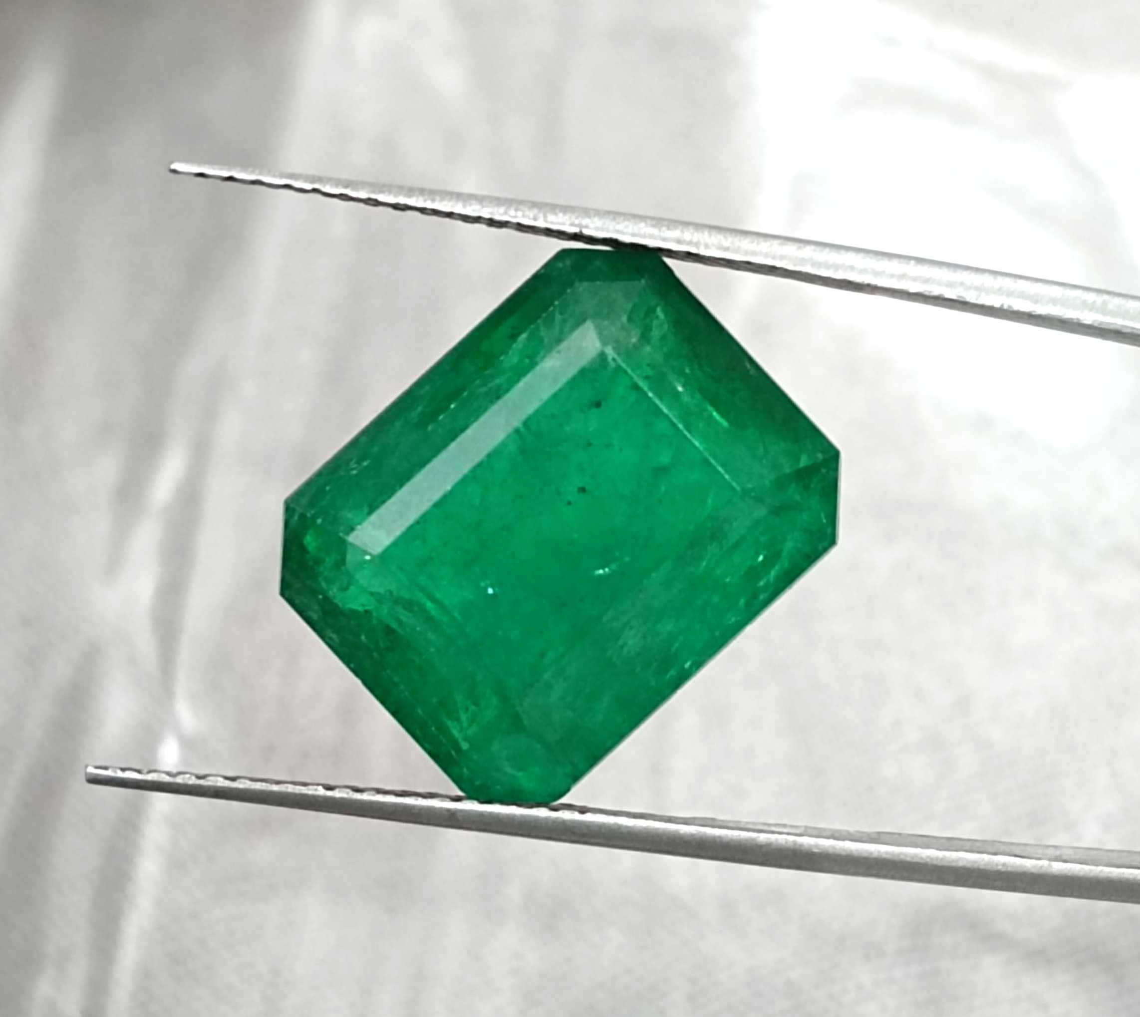 11.92ct big size vivid deep green octagon cut Swat emerald gemstone 