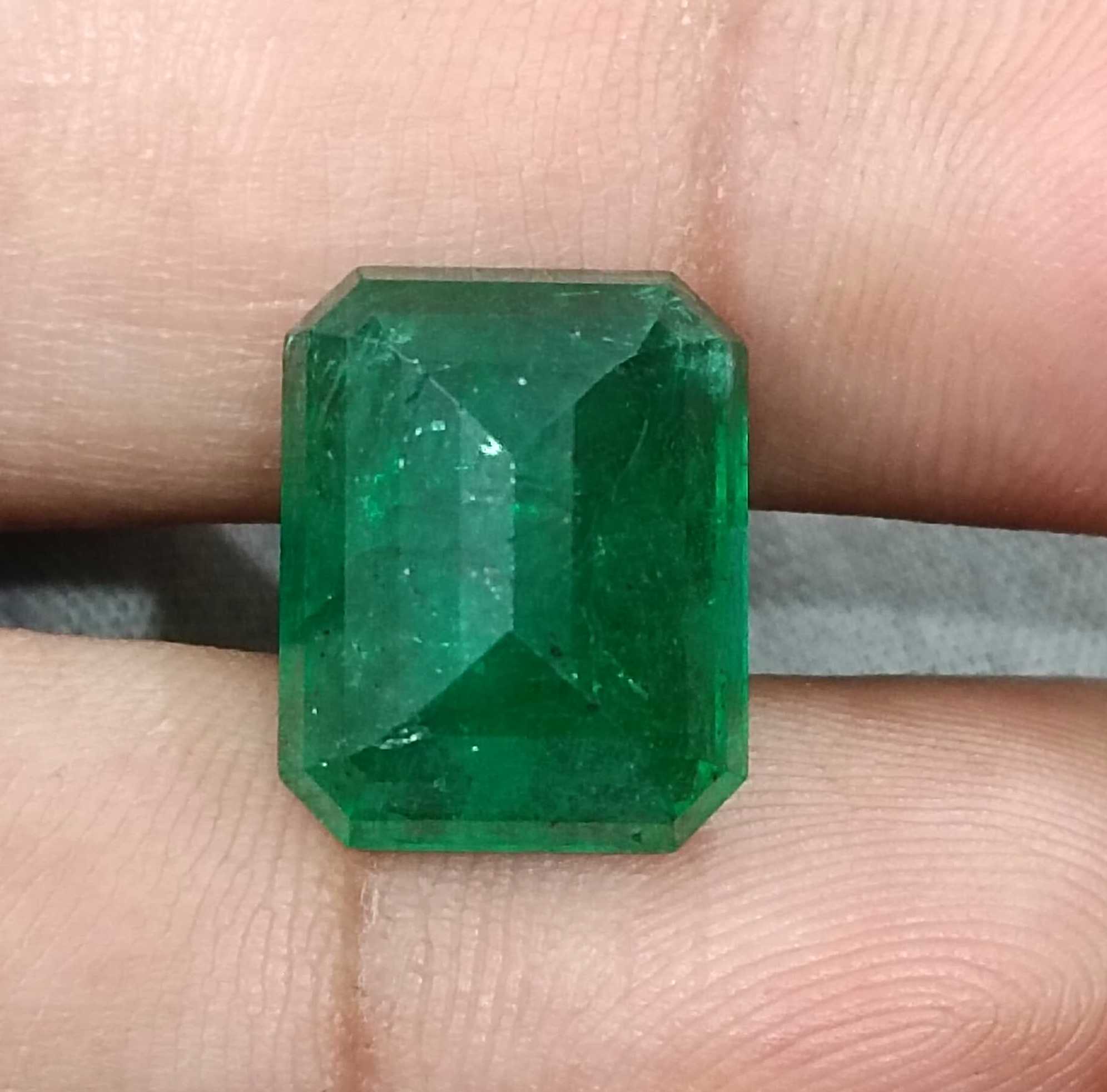 11.92ct big size vivid deep green octagon cut Swat emerald gemstone 