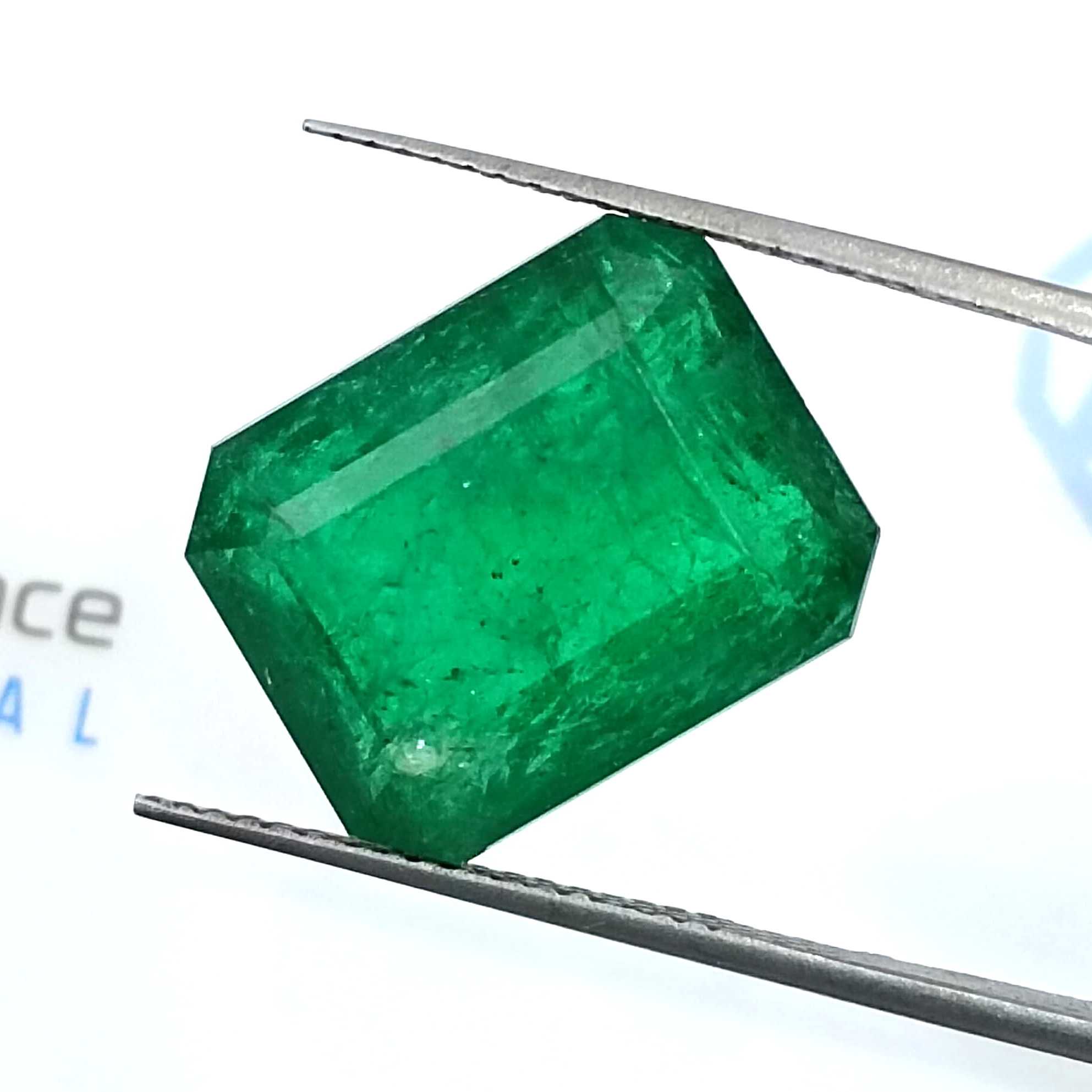 11.92ct big size vivid deep green octagon cut Swat emerald gemstone /