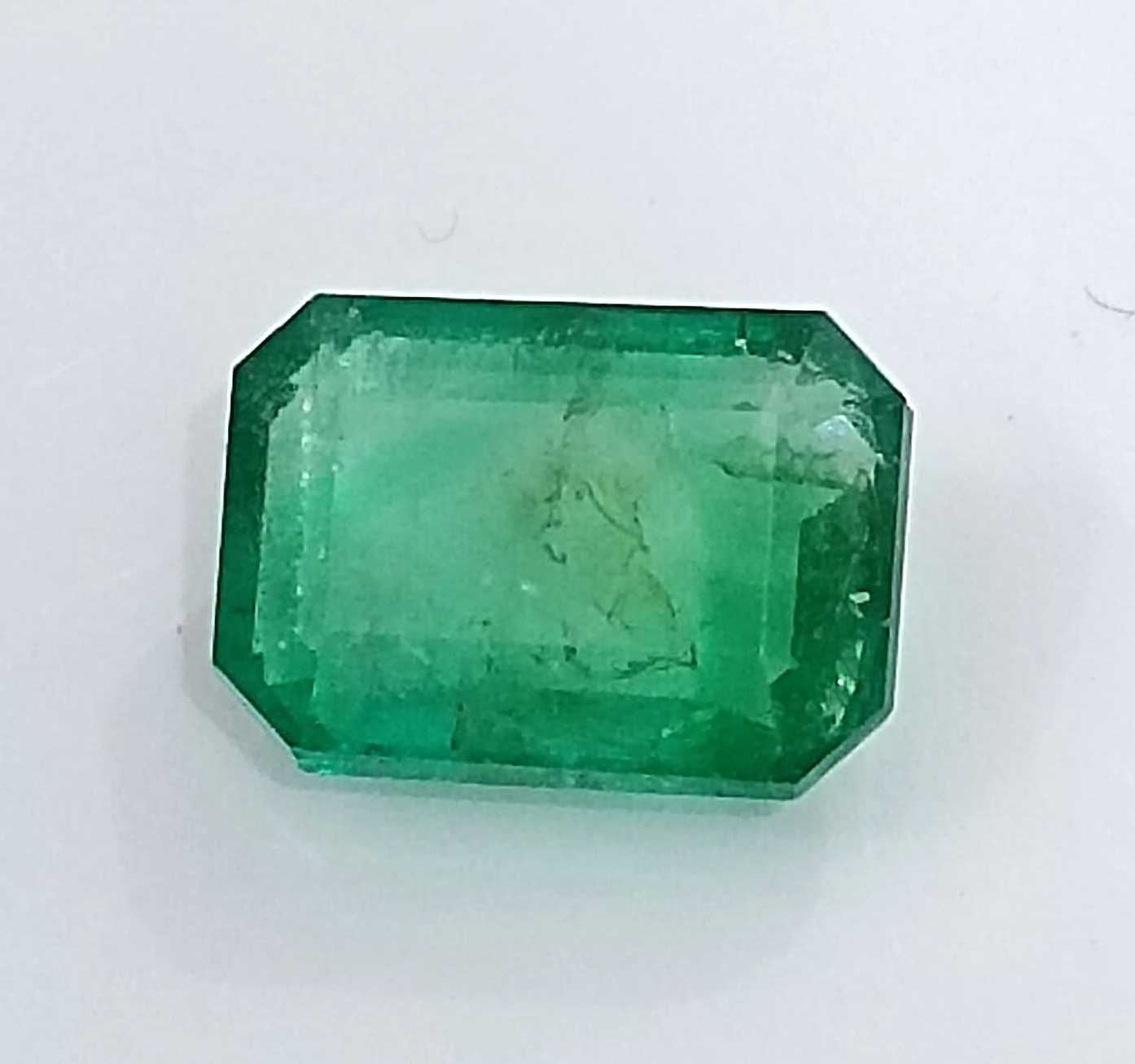 3.16ct GSI certified medium velvet green octagon cut Panjshir emerald stone