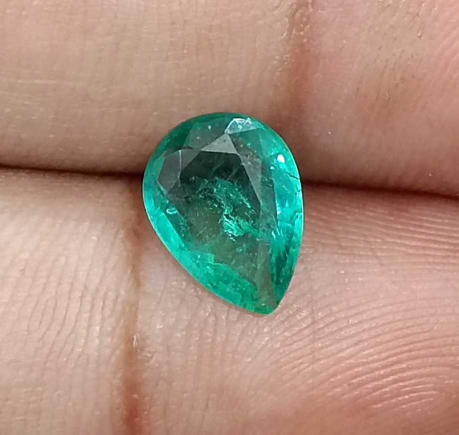 GSI certified 1.65ct sea green pear cut Zambian emerald loose gemstone 
