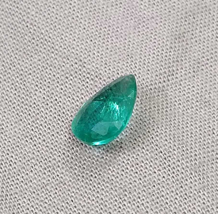 GSI certified 1.65ct sea green pear cut Zambian emerald loose gemstone 
