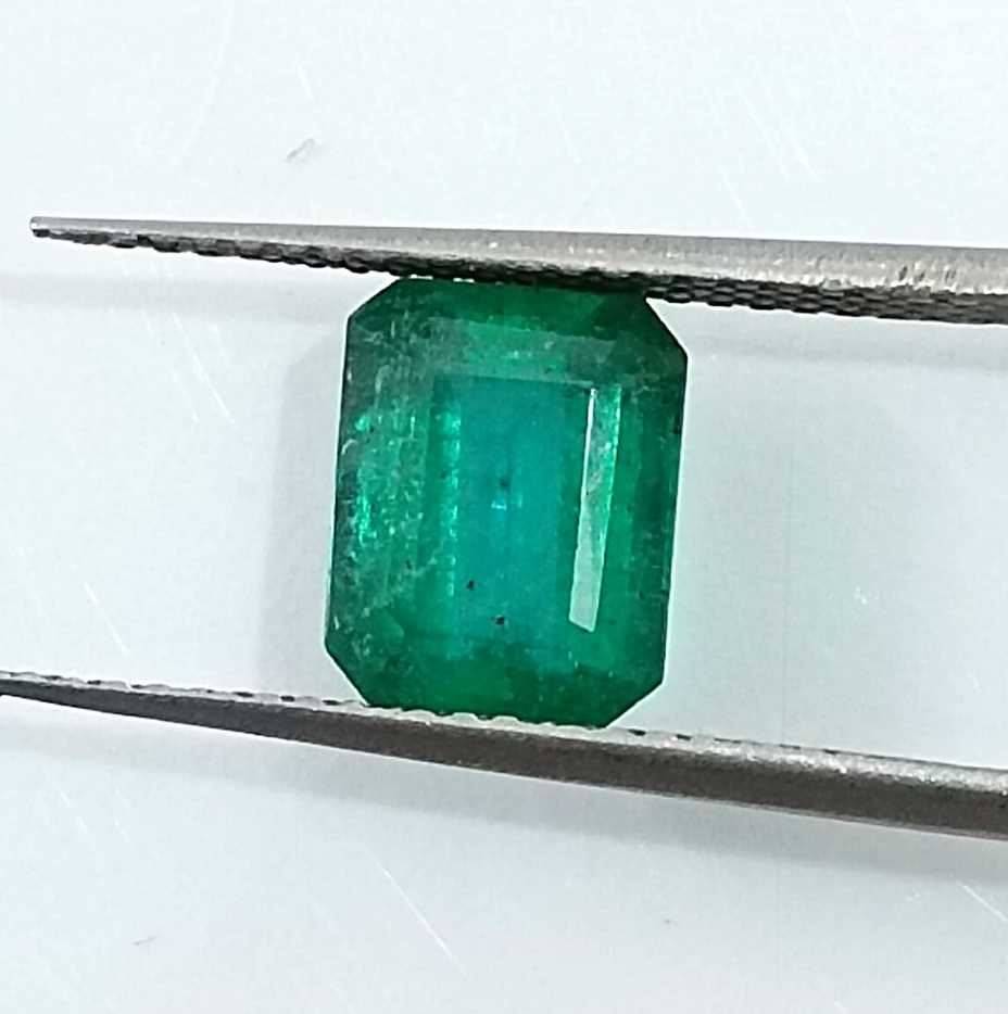 GSI certified 1.87ct medium deep green octagon cut Zambian emerald stone 