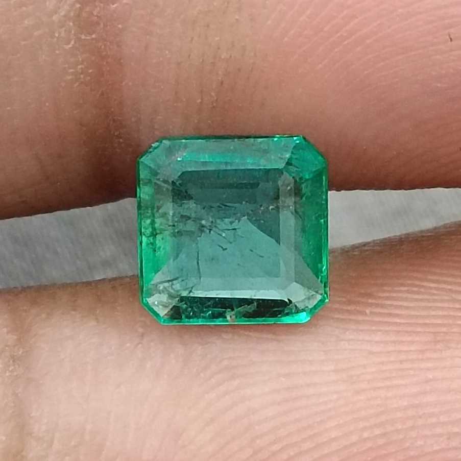 GSI certified 1.38ct medium deep green octagon cut Zambian emerald /
