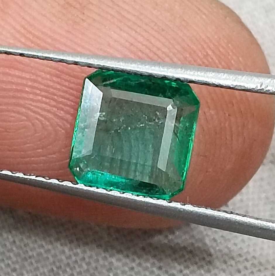 GSI certified 1.38ct medium deep green octagon cut Zambian emerald 