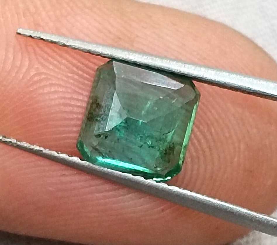 GSI certified 1.38ct medium deep green octagon cut Zambian emerald 