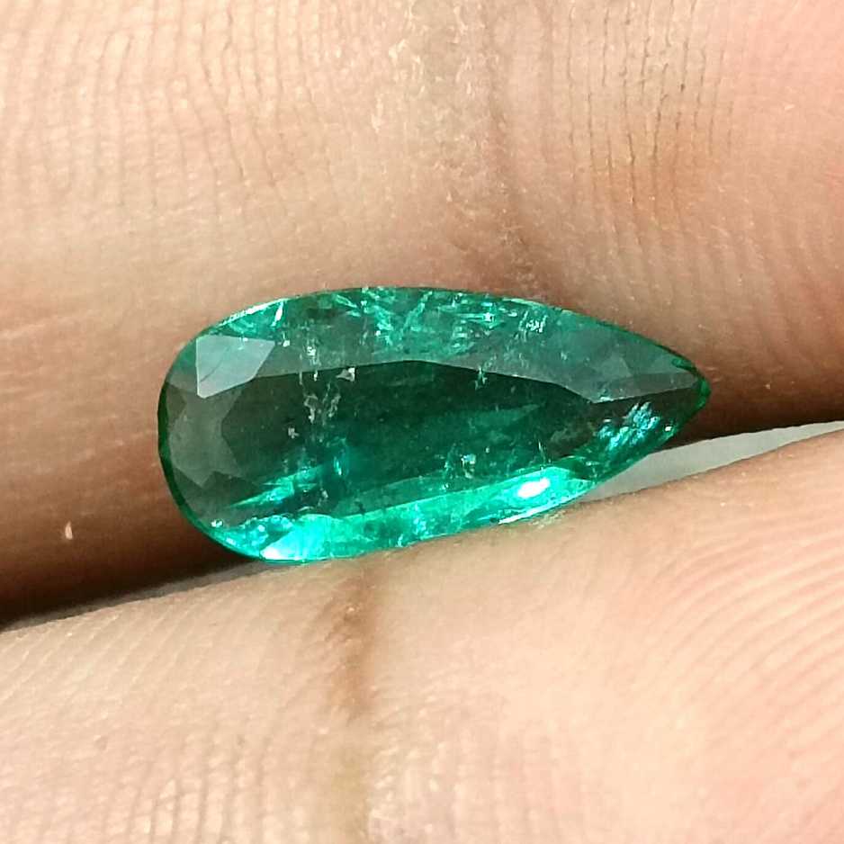 GSI certified 1.50ct pear cut medium deep green Zambian emerald stone /