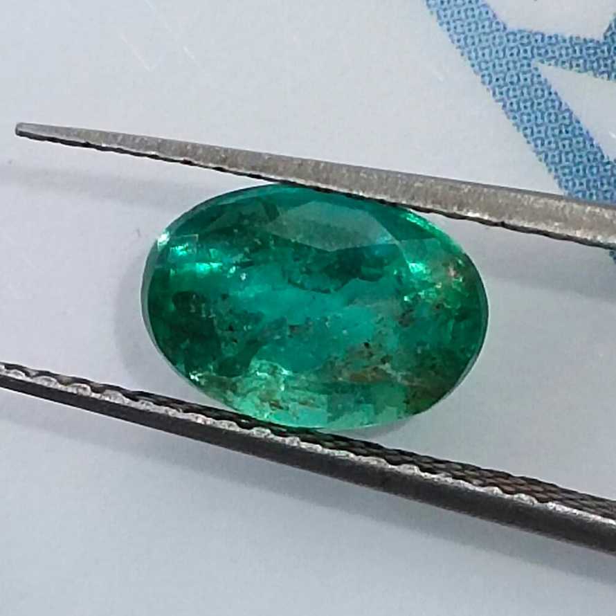 GSI certified 1.34ct deep green oval cut Zambian emerald stone /
