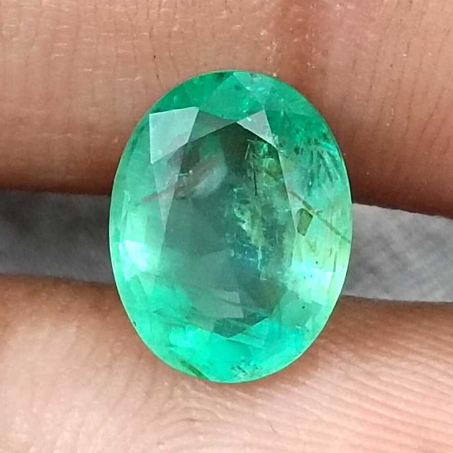 GSI certified 2.60ct sea green Panjshir emerald oval cut loose gemstone /