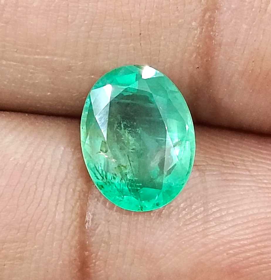 GSI certified 2.60ct sea green Panjshir emerald oval cut loose gemstone 