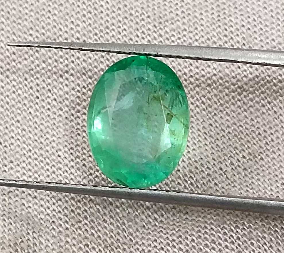 GSI certified 2.60ct sea green Panjshir emerald oval cut loose gemstone 