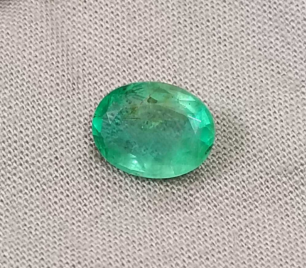 GSI certified 2.60ct sea green Panjshir emerald oval cut loose gemstone 