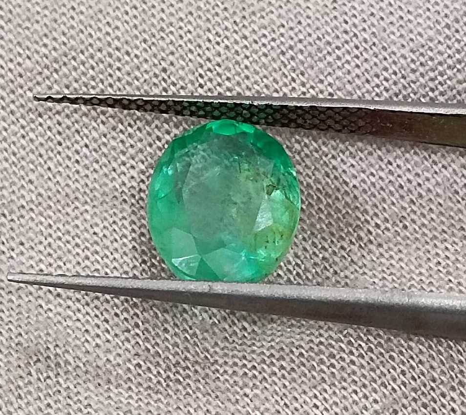 GSI certified 2.60ct sea green Panjshir emerald oval cut loose gemstone 
