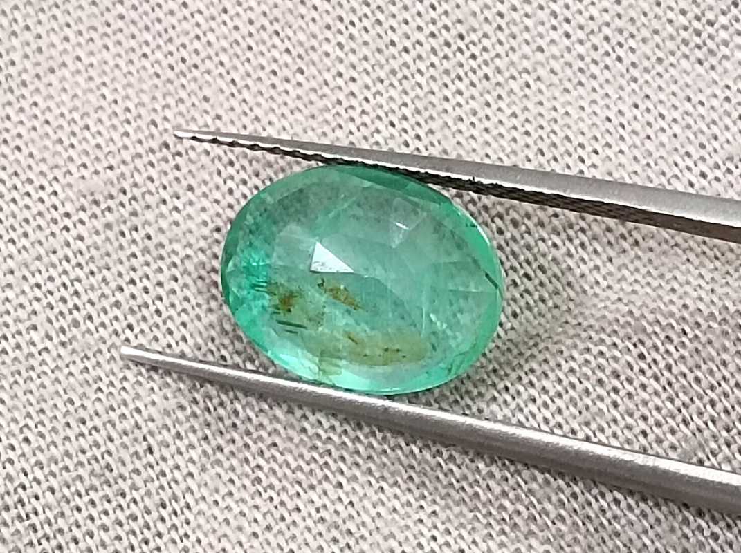 GSI certified 2.60ct sea green Panjshir emerald oval cut loose gemstone 