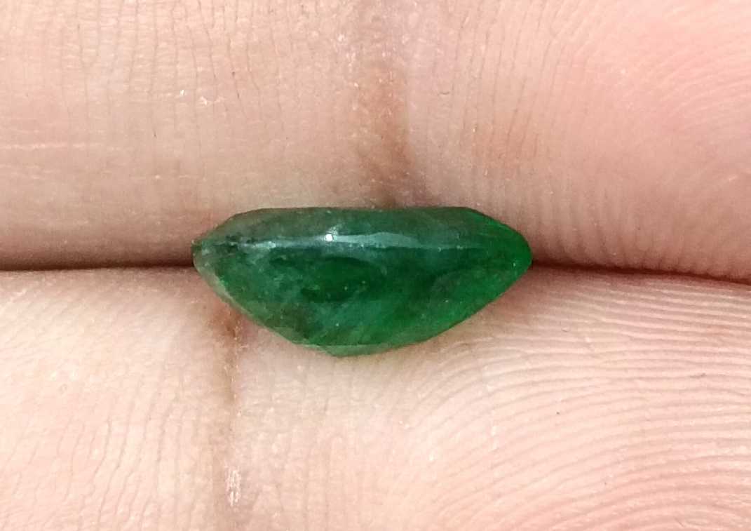 GSI certified 2.31ct deep green Zambian emerald pear cut stone