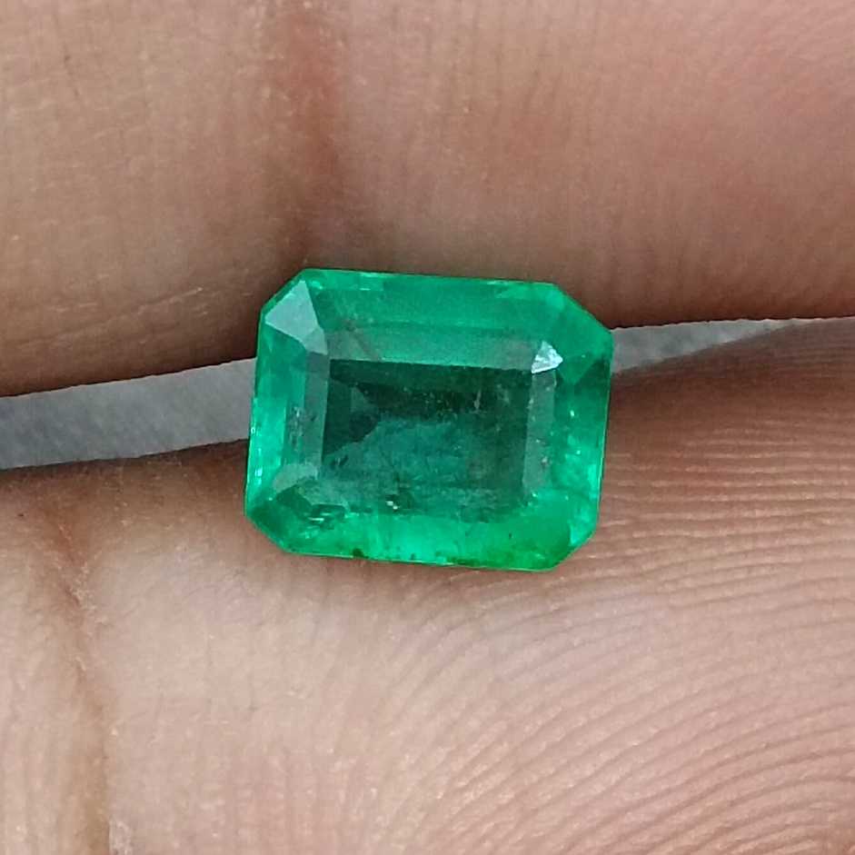 GSI USA certified 1.31ct parrot green Zambian emerald octagon cut stone /