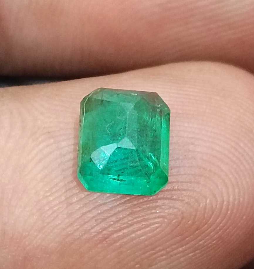 GSI USA certified 1.31ct parrot green Zambian emerald octagon cut stone 