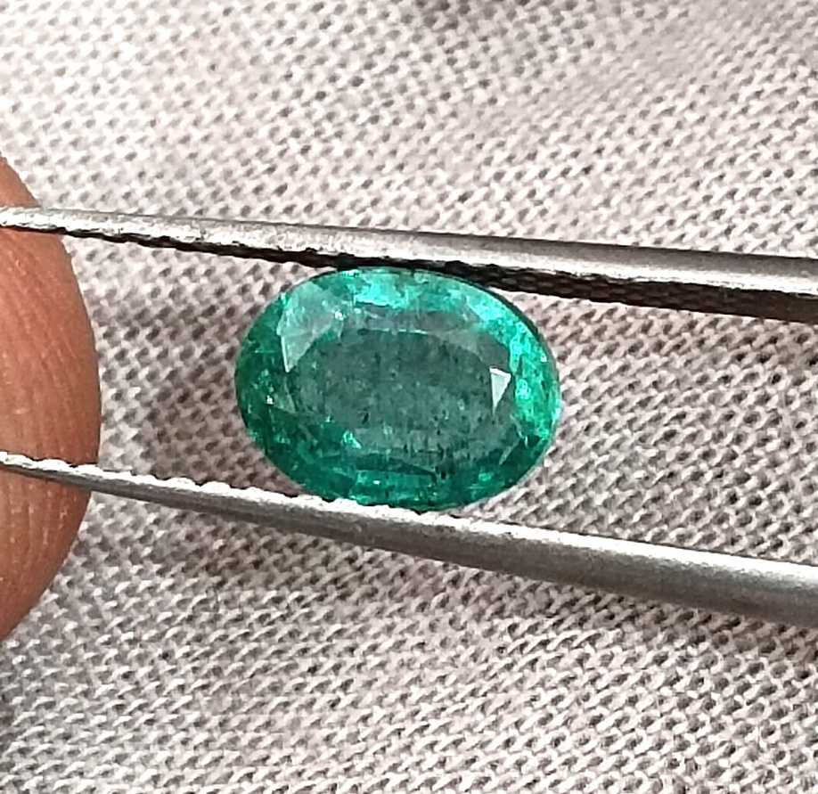 1.26 Natural Zambian emerald oval cut minor oiled loose gemstone 